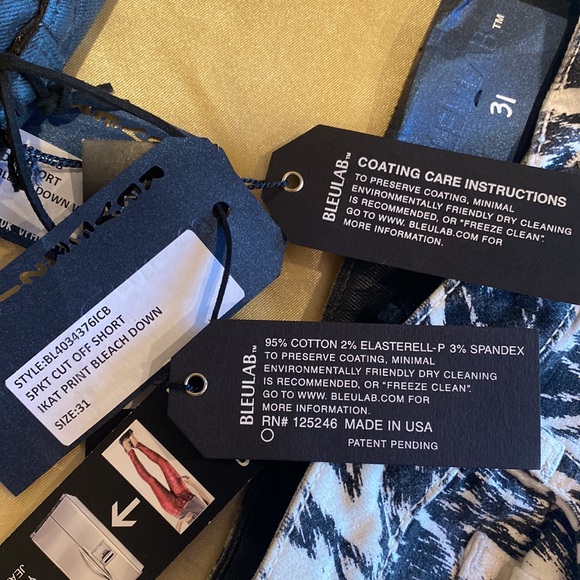 NWT BLEULAB REVERSIBLE SHORTS Ikat bleach summer sexy booty pant denim jean - Picture 9 of 10